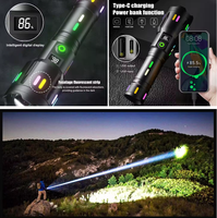 Lampe torche tactique extérieure à haute luminosité, en aluminium fluorescent, avec fonction de banque d'alimentation, longue portée, rechargeable par USB, LED