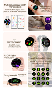 Mới nhất AMOLED HD Màn hình màu et491 thông minh đồng hồ IP68 không thấm nước BT cuộc gọi ai thông minh <span class=keywords><strong>Q</strong></span> & một giám sát sức khỏe SOS ECG Smartwatch - Product Image 2