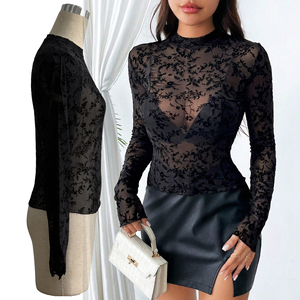 Chemise en maille pour <span class=keywords><strong>femme</strong></span>, col haut et coupe ajustée, conçue pour mettre en valeur le contour du corps et le style - Product Image 4