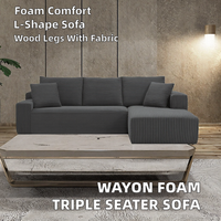 Canapé convertible en forme de L Wayon Premium rembourré en mousse haute densité compressée pour appartement et studio