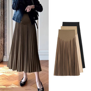 Ingrosso <span class=keywords><strong>gonna</strong></span> lunga incinta traspirante di alta qualità per le donne di maternità gonne a pieghe a vita alta aderenti invernali - Product Image 5