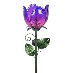 Lampe solaire de jardin en forme de rose, LED colorée, en verre et métal, décoration extérieure, résistante à l'eau, autoportante - Product Image 4