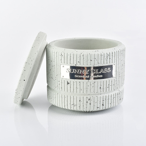 Pot de bougie en béton décoratif pour la maison de 10oz avec <span class=keywords><strong>couvercle</strong></span> en béton en gros - Product Image 2