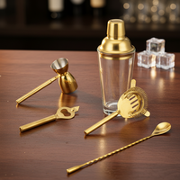 Ensemble de shakers à cocktails en acier inoxydable transfrontalier, cinq pièces, avec outils de mélange, modèle XC-TZ-24