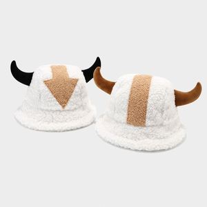 New <b>Creative</b> Horn Autumn Winter Outdoor Bucket Hat Thickened Warm Plush Stylish Character Casual Bucket Hats - Product Image 1