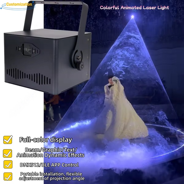 Yojana Wedding First Dance RGB Laser Projector Multi-effect Beams Patterns DMX512 Control 1W/2W/3W Metal CRI 80 Celebrations