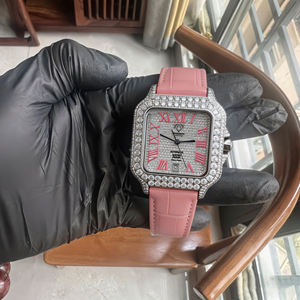 Nuevo Reloj Mecánico para Hombre con Correa de Cuero, Bisel con Incrustaciones de Moissanita VVS1, Resistente al Agua - Product Image 1