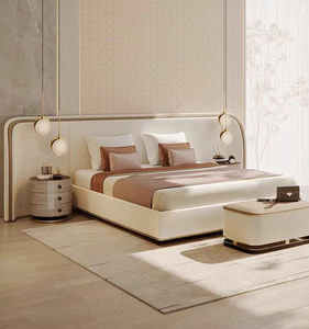 <span class=keywords><strong>Lit</strong></span> double Villa de luxe italien Chambre à coucher grand <span class=keywords><strong>écran</strong></span> grand dossier <span class=keywords><strong>Lit</strong></span> King Size en tissu rembourré doux - Product Image 2