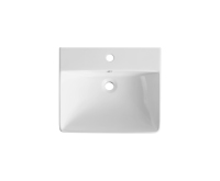 Lavabo carré de qualité pour salle de bain moderne 2050, à poser sur un meuble, en céramique blanche