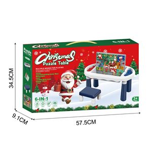 Table de dessin pour enfants sur le thème de Noël, personnalisable, 2 en 1, avec chaise, table de construction de blocs, table de puzzle - Product Image 3