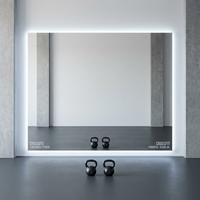 Miroir de salle de sport LED mural rétroéclairé intelligent en verre argenté sans cuivre de 5 mm, certifié UL CE, anti-buée, personnalisable