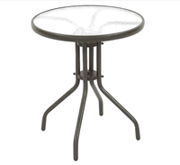 Petite table de bistrot ronde, table de salle à manger d'extérieur, table de patio, plateau en verre, table de balcon avec verre trempé