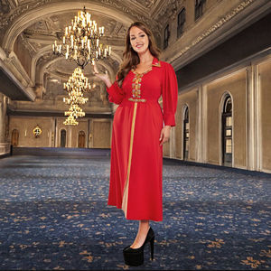 BA3108 Vestido de Novia de Manga Larga con Cuello Corazón, Antiestático, con Cuentas Sólidas hasta el Tobillo, Nuevo Estilo, Poliéster, Elegante y con Falda Acampanada - Product Image 3