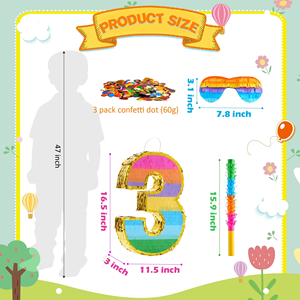 Piñata de papel personalizable con números coloridos Suministros de fiesta de cumpleaños para niños para Navidad Incluye antifaz y Asa - Product Image 2