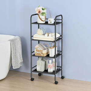 공간 절약 3 4 5 계층 스토리지 주최자 랙 이동식 선반 트롤리 금속 롤링 스토리지 카트 주방 욕실 거실 용 - Product Image 3