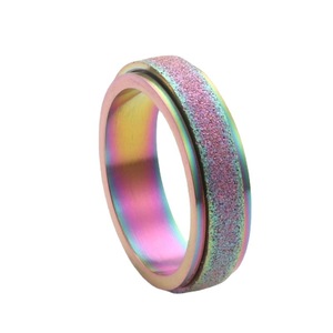 Anillo redondo esmerilado de acero de titanio para hombre, estilo retro punk, joyería de regalo - Product Image 5