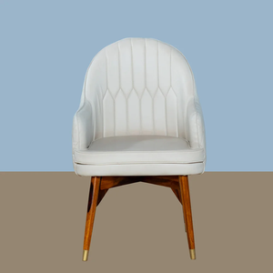 Chaise de salle à manger nordique italienne moderne, dossier haut, chaise en bois rembourrée en cuir et velours pour hôtel et restaurant - Product Image 1