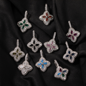 All'ingrosso <span class=keywords><strong>collana</strong></span> con ciondolo a forma di <span class=keywords><strong>quadrifoglio</strong></span> colorato zircone con ciondolo a quattro foglie gioiello placcato in oro 18k - Product Image 3