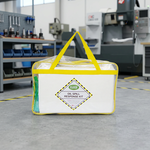 Kit de Réponse aux Déversements d'Huile SABER, Capacité 100L, avec Poignée Jaune et Sac Transparent pour la Sécurité sur le Lieu de Travail - Product Image 2