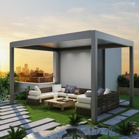 Pergola moderne motorisée en aluminium à lames orientables 10x13 pieds, imperméable, avec éclairage LED pour jardin, patio et extérieur