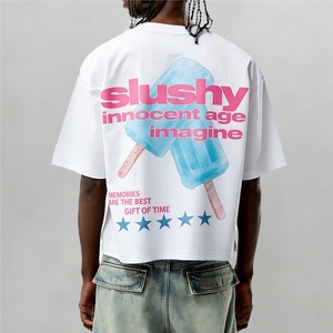 T-shirts graphiques pour hommes, coupe carrée et courte, en coton 100% noir délavé, avec impression sérigraphique au plastisol et double couture, personnalisables - Product Image 3