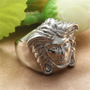 European American Style Titanium Steel Women's Face <b>Ring</b> Retro <b>Silver</b> Gift Jewelry - Product Image 1