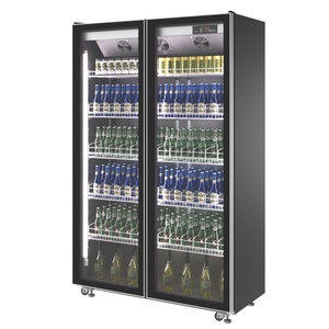 YINZHENG Réfrigérateur à vin et boissons à double porte en verre, refroidi par air, personnalisé, pour bar et supermarché, avec éclairage LED tricolore, vitrine à bière - Product Image 1