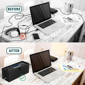Caja de Almacenamiento de Escritorio Rectangular de 18L, Organizador de Oficina, Estación de Carga para Teléfono y Cables - Product Image 4