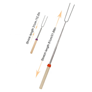 Tenedor telescópico para barbacoa, <span class=keywords><strong>pinchos</strong></span> de Metal doble de acero inoxidable, palo para asar, <span class=keywords><strong>pinchos</strong></span> para perros calientes, barbacoa, Picnic, Camping - Product Image 6
