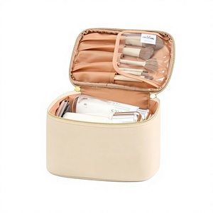 Customizable Large Capacity PU Zipper Cosmetic <b>Bag</b> Women Eco-Friendly Portable <b>Makeup</b> Organizer Travel <b>Brush</b> Compartment Simple - Product Image 1