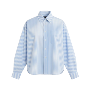 Camisas de Algodón de Otoño con Logotipo Personalizado de Alta Calidad, Blusas a Rayas con Cuello, Elegantes, Cómodas y Transpirables de Manga Larga para Mujer - Product Image 1