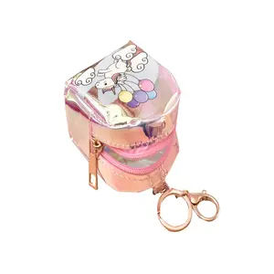 Vente en gros TPU Portefeuille Cartoon Licorne Mini Sac à dos School Girls Glitter Cute PVC Keychain Coin Bag