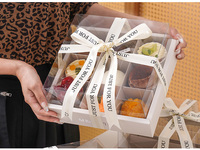 Boîte à dessert personnalisée IMEE, style français, 9 compartiments, couvercle transparent, carrée, pour le thé de l'après-midi, idéale pour les fêtes et les pique-niques