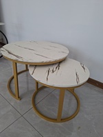 Ensemble de tables d'appoint modernes nordiques avec plateau en marbre, tables basses portables en acier inoxydable, combinaison gigogne pour salon domestique