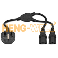 Adaptador Divisor en Y de 3 Pines del Reino Unido a 2 C13 con Cables de Extensión de 2 Salidas para Computadoras y Electrónica de Consumo, Servidor PDU