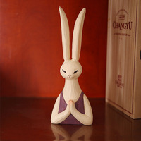 Ornement en bois sculpté à la main en forme de lapin, cadeau artisanal, sculpture sur bois, souvenir