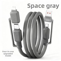 Câble de charge rapide 240W OEM/ODM 4-en-1 avec gaine en silicone orange, connecteurs USB-A/Type-C pour iOS