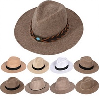Topi Pria Musim Panas Gaya Inggris Berkualitas Premium, Model Formal Bertepi Lebar, Bahan Bernapas, Dapat Disesuaikan