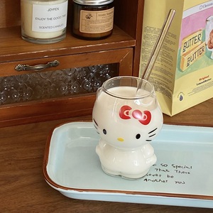 Copo de Suco, Leite, Café e Sorvete em Forma de Gato Transparente de 300ml, Copo de Vidro Personalizado Ecológico para Uso em Casa e Festas - Product Image 3