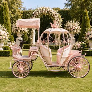 Chariot Électrique Rose en Forme de Citrouille pour Adultes, Carrosse de Princesse Premium pour Fêtes Thème <span class=keywords><strong>Barbie</strong></span>, Fêtes d'Été pour Filles et Camps d'Été - Product Image 1
