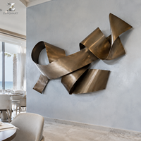 Sculpture murale abstraite en bronze en forme de ruban, artisanat métallique fini à la main, art moderne directement de l'usine pour la décoration murale des halls d'hôtels et des bureaux