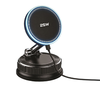 Support de chargeur de voiture sans fil universel 25W à charge rapide avec ventouse à vide 360° °   Support de téléphone magnétique réglable pour voiture avec chargeur