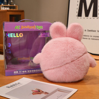Peluche IA Intelligente Lapin Elfe, Interactif Vocal 66 Langues, Yeux LED Lumineux, Mignon et Moelleux, Breloque de Sac