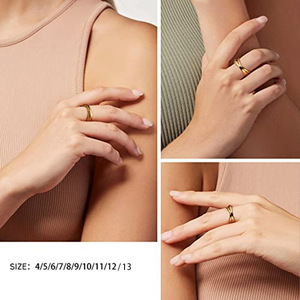 Anillo Antiestrés Giratorio Entrelazado de Acero Inoxidable Chapado en Oro, Diseño Sencillo de Moda con Tres Aros Irregulares Torcidos - Product Image 2