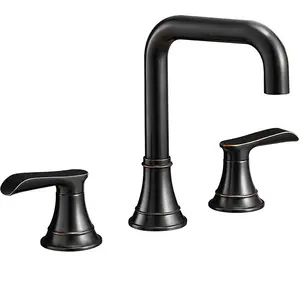 Moderno Novo Design 3 Buraco Preto Antique Latão Banheiro Bacia Mixer Torneiras Double Handle Wash Basin Faucet