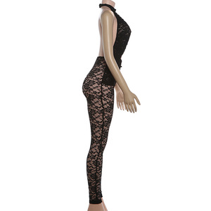 <span class=keywords><strong>Tuta</strong></span> Intera <span class=keywords><strong>Nera</strong></span> in <span class=keywords><strong>Pizzo</strong></span> con Scollo all'Americana, Schiena Scoperta e Dettagli Cut-out, Aderente e Casual, Collezione Primavera 2026 Abbigliamento Donna - Product Image 5