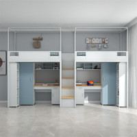 Lit superposé en fer écologique avec bureau et espace de rangement pour étudiants et petits appartements - Design moderne personnalisable