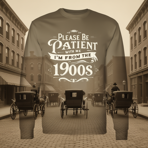 T-shirt à manches longues de style vintage, s'il vous plaît, soyez patient, je viens des années 1900 - Product Image 3