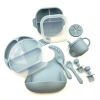 Ensemble d'alimentation pour bébé en silicone avec logo personnalisé Yuye, pour tout-petits, boîte cadeau, assiette à ventouse, bol, bavoir, cuillère, fourchette