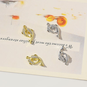 Pisces Pendant Diamond Encrusted Gold <b>Silver</b> <b>Charm</b> For Necklace <b>Bracelet</b> Earrings DIY Jewelry Accessories Unisex Everyday Wear - Product Image 1